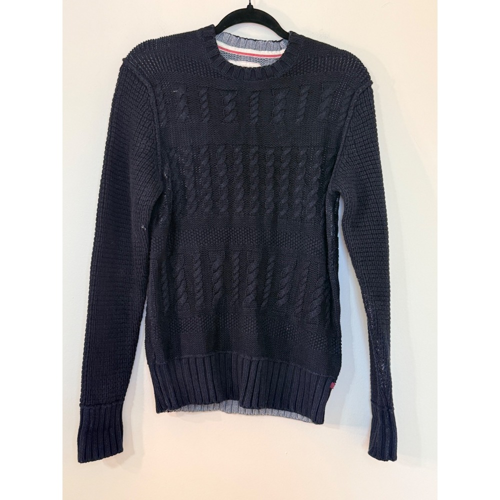Banana Republic Heritage Collection Mens Navy Blue Cable Knit Cotton Sweater S